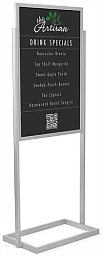 Silver 24" x 36" Metal Poster Stand with 2 PVC Lenses & Backer