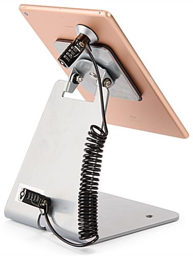 Magnetic tablet stand with coiled cable lock 