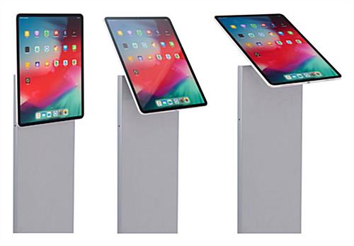 Magnetic tablet kiosk stand with tilting brackets
