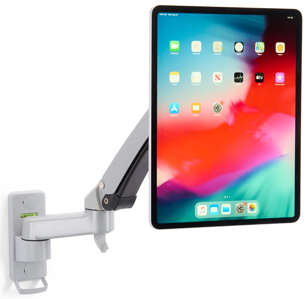 Articulating arm tablet mount with swiveling design