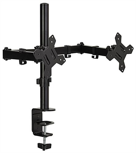 Dual monitor articulating desk mount rotates 360 degrees 