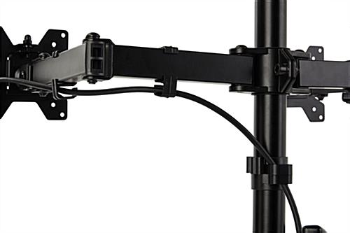Dual monitor articulating desk mount with cord management 