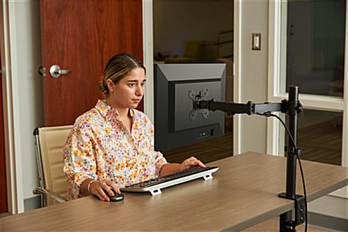 Articulating desktop monitor arm is ideal in offices 