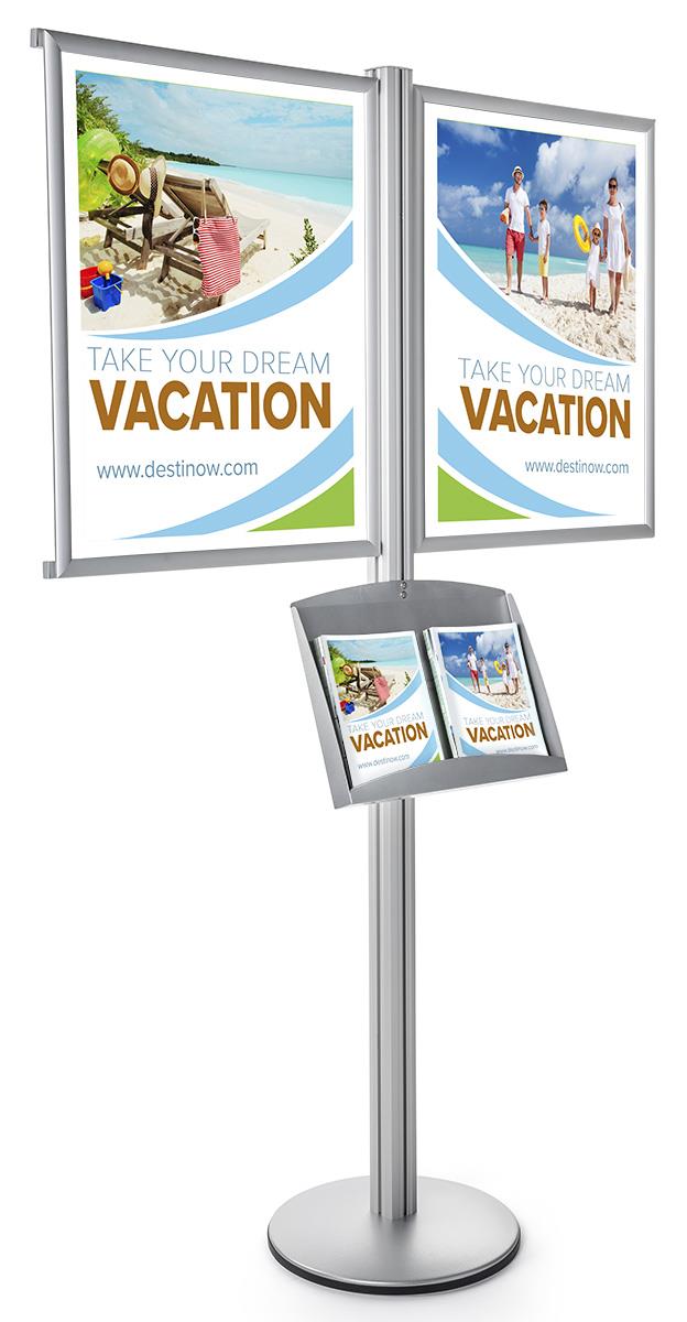 Poster Snap Frame Floor Post Literature Stand | 22” x 28” Graphic