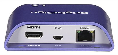 BrightSign compact external digital media player compatible with HDMI and Ethernet inputs
