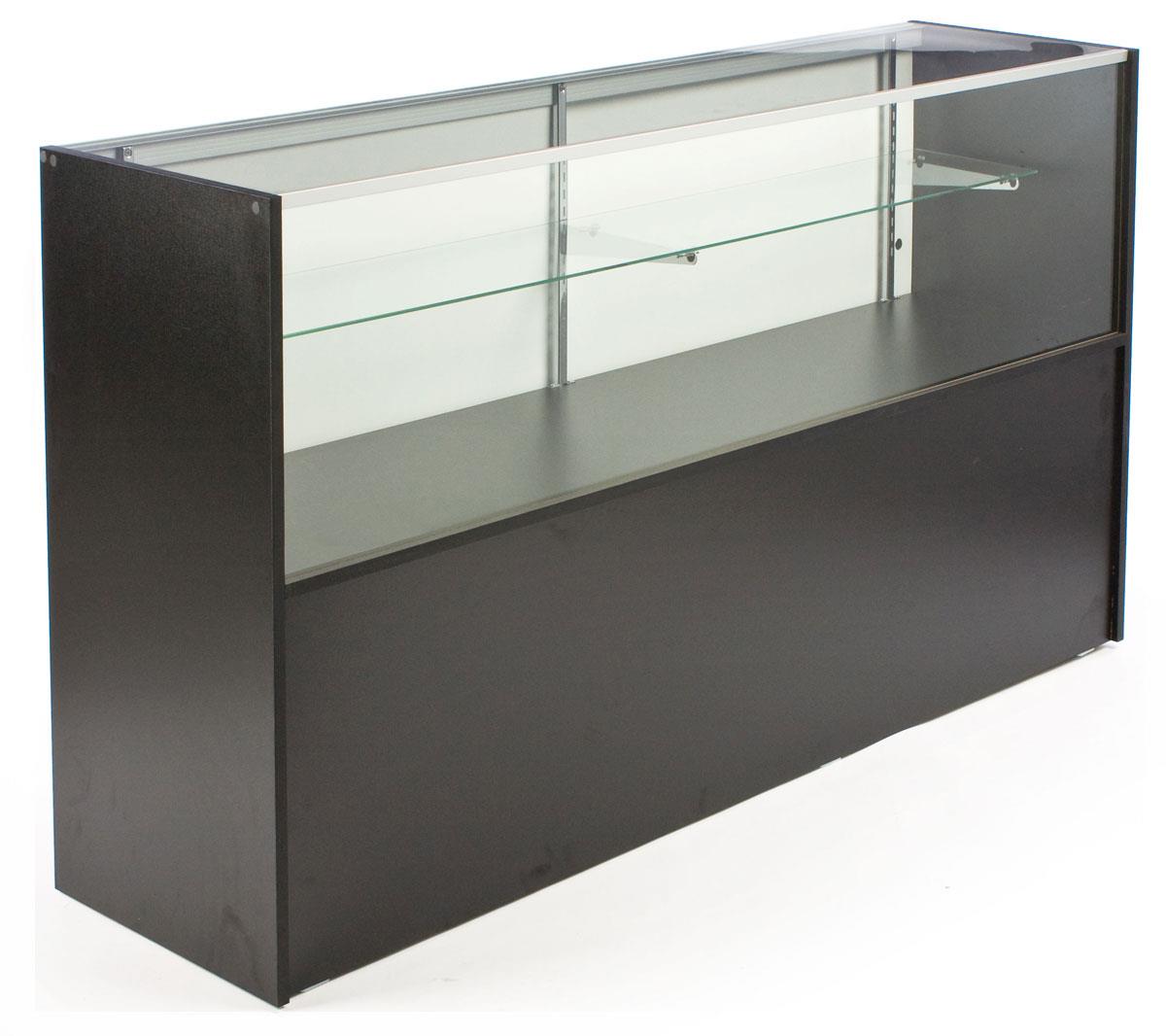 Black Melamine Showcases Storage w/ Half Vision