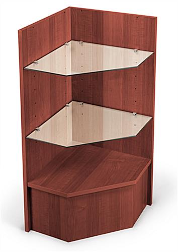 cherry corner cash wrap with adjustable shelves