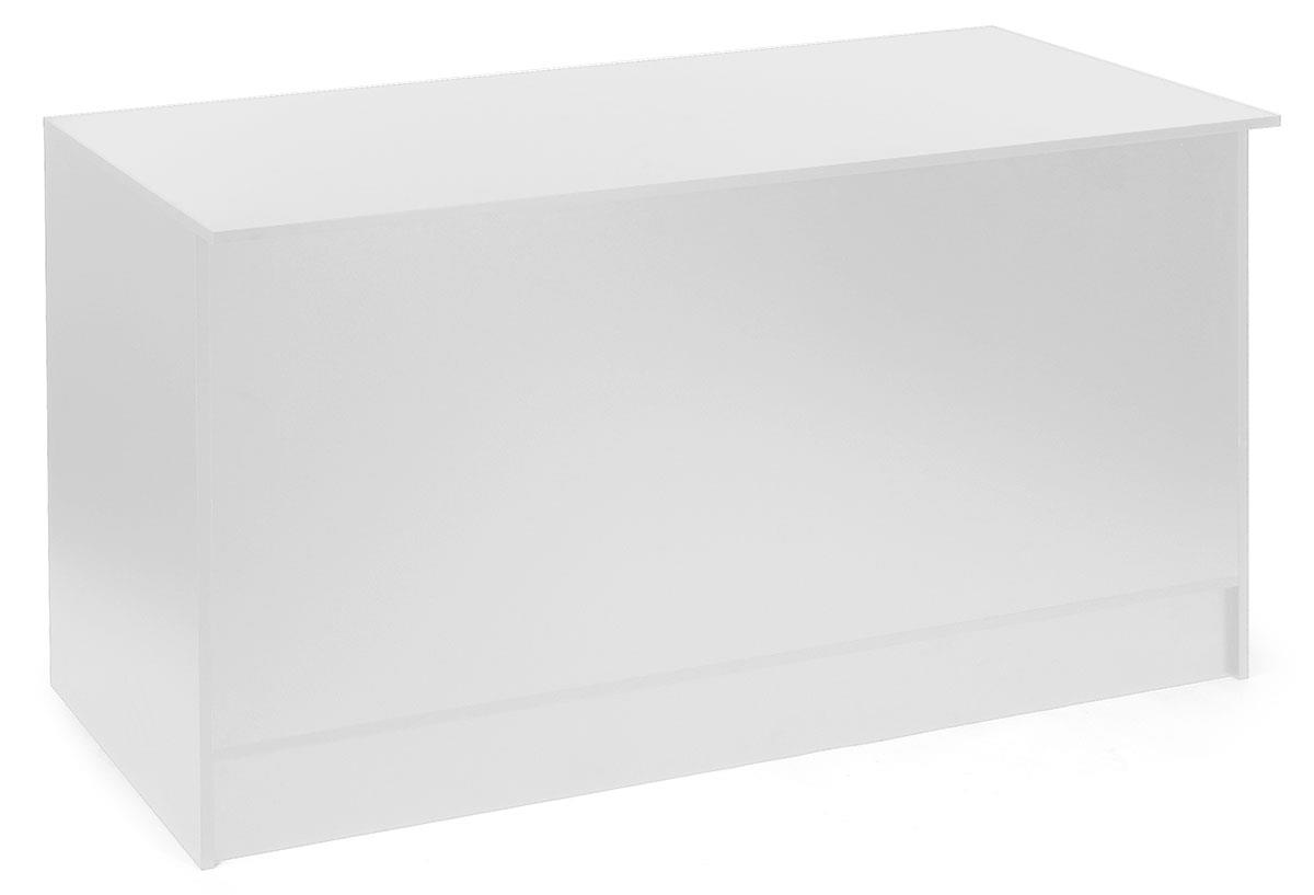 White Retail Counter With Storage Base Gloss Finish Melamine