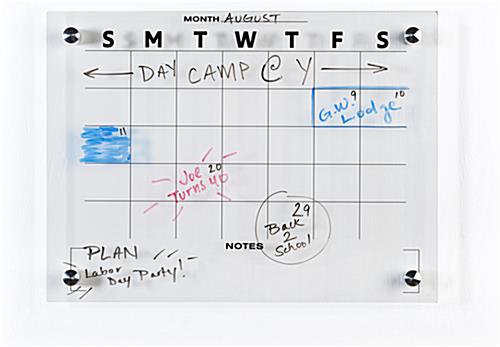 Frameless whiteboard monthly planner