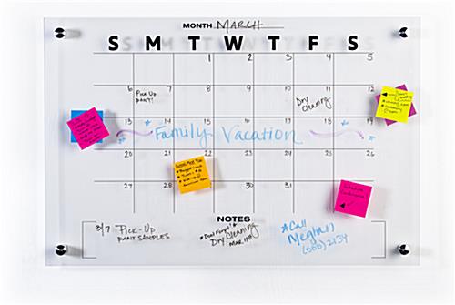 Reusable 30-day calendar whiteboard