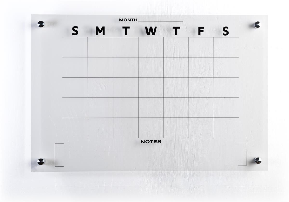 30 Day Calendar Whiteboard Wall Mounted Acrylic