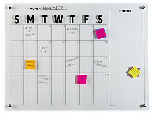 Dry erase marker board calendar with coated surface