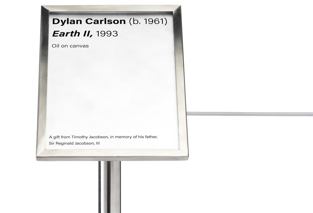 Museum Barrier Label Holder | 45-Degree 6 x 8.5 Silver Sign Frame