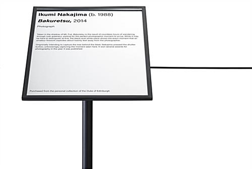Large format museum barrier signage frame
