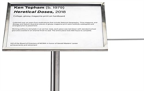Museum barrier signage plate with Dual Mounting Options