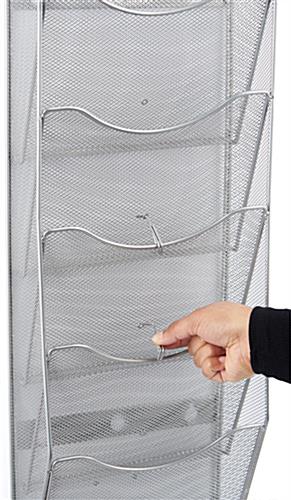 This mesh wall magazine rack with dividers 