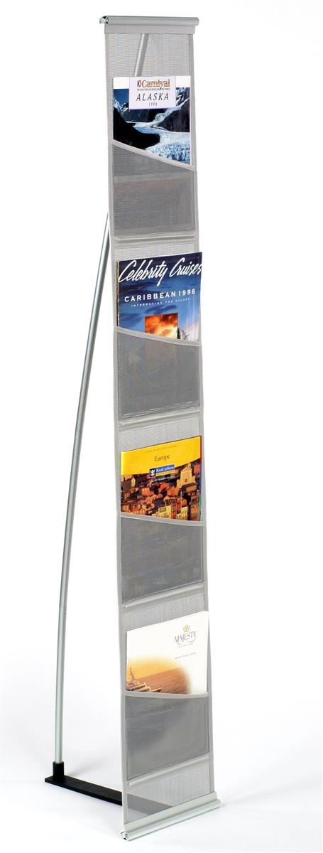 Four-Pocket Mesh Floor Literature Rack Brochure Magazine Display Holder 