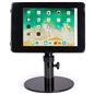 Black adjustable countertop iPad stand with rotate and swivel bracket