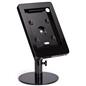 Black adjustable countertop iPad stand with hidden home button