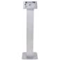 Silver locking iPad tablet floor stand with exposed front and rear camera holes