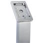 Silver locking iPad tablet floor stand with dual locking enclosure