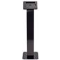 Black locking iPad tablet floor stand flips from landscape to portrait mode