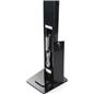 Black locking iPad tablet floor stand with 4 outlet power strip