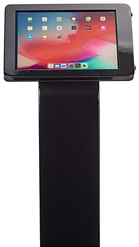 Black rotating standing iPad floor kiosk with hidden home button