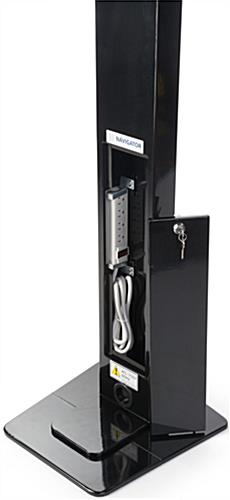 Black rotating standing iPad floor kiosk with cord management 