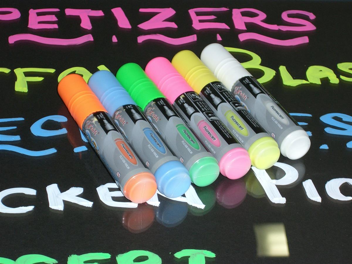 Liquid Fluorescent Marker Set of 6 Colors