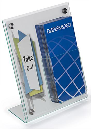 Frosted Film Sheet Slanted Sign Holder with Brochure Display