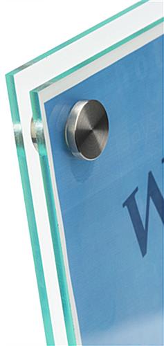 Stainless Steel Standoffs on Slanted Sign Holder with Brochure Display