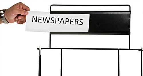 Metal Newspaper Stand with Slide-In Sign Insert