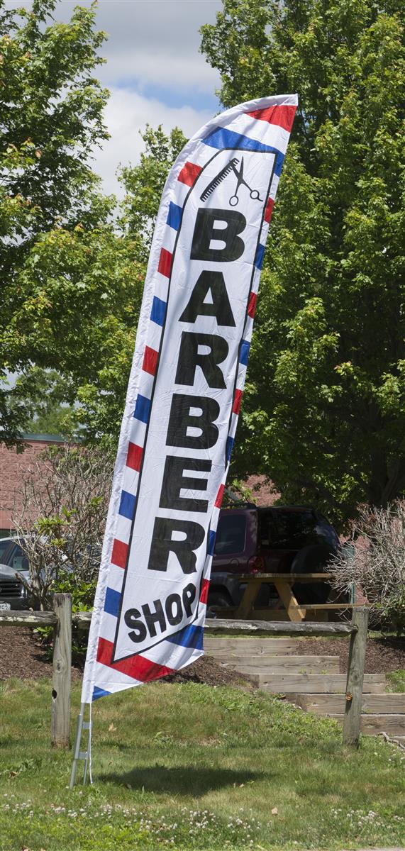 Windless-Style Feather Flag Bundle 14' OR Replaceme Details about   Barber Shop Red/White/Blue 