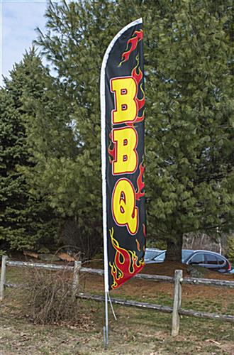 BBQ Banner Flag Sign Display Complete Kit Tall Business Advertising 2.5 Flames for sale online
