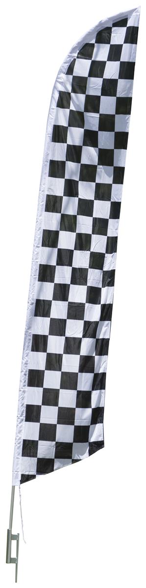 White Blue Checkers Standard Size Swooper Feather Flag Sign with Full Assembly Pole and Ground Spike Pk of 2 Black Yellow Checkers 
