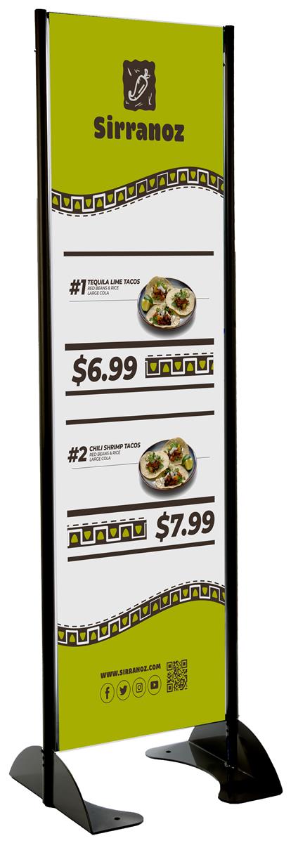 20” x 72” Black Permanent Banner Stand | Single Sided Graphic