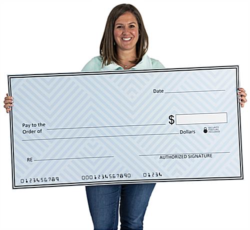 Custom oversized dry-erase prize check with full bleeding printing 