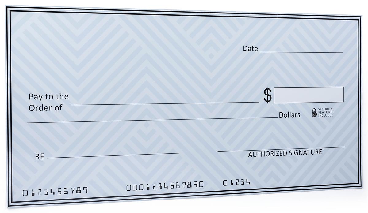 Custom oversized dry-erase prize check with reusable text fields 