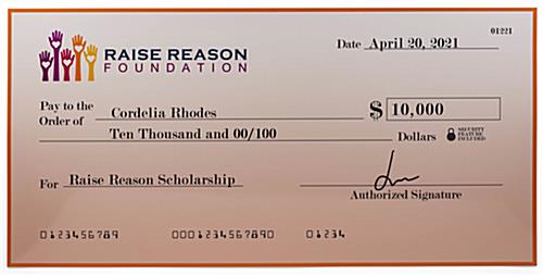 Giant custom novelty check with personalized full color graphics 