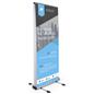 Outdoor double-sided banner display stand with 2 custom prints on vinyl