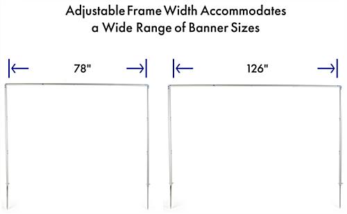 In-ground banner frame with adjustable width size