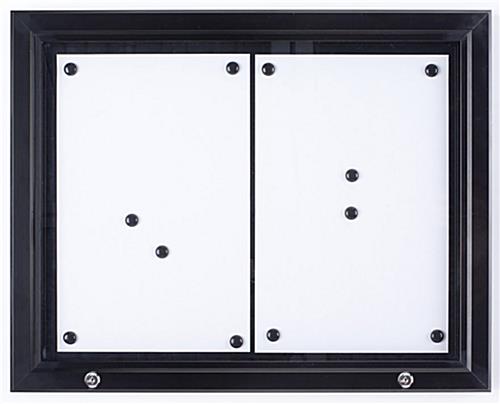 ODM851132H Matte Black Finish Aluminum Frame Bulletin Board with Swing-Open Locking Door and Wall Mounted for Indoor Or Outdoor Use Displays2go Weather Resistant Magnetic Surface 