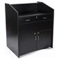 Wide rolling podium with cabinet and locking casters