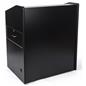 Wide rolling podium with cabinet and wheels