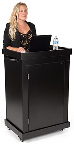School podium on wheels with wide surface area