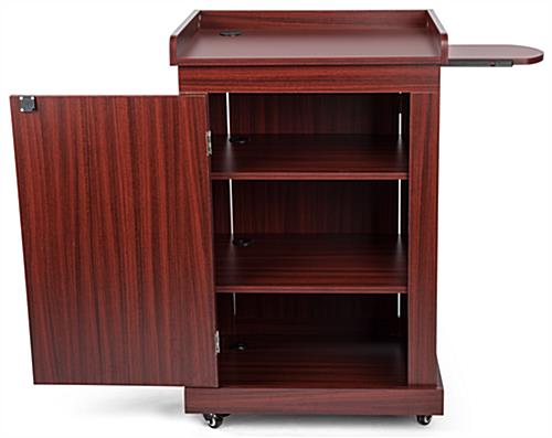 Locking lecture podium with cabinet