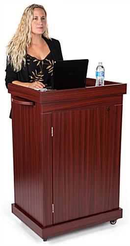 Lecture podium with cabinet and wide surface area