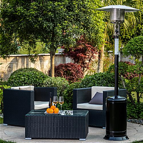 Outdoor patio heater pairs well with deck furniture