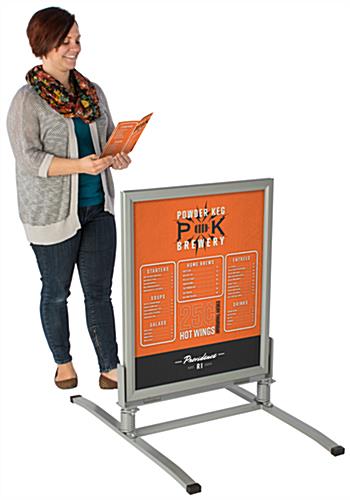 The Spring Loaded Sidewalk Sign has a Magnetic Inner Lining for Weatherproofing